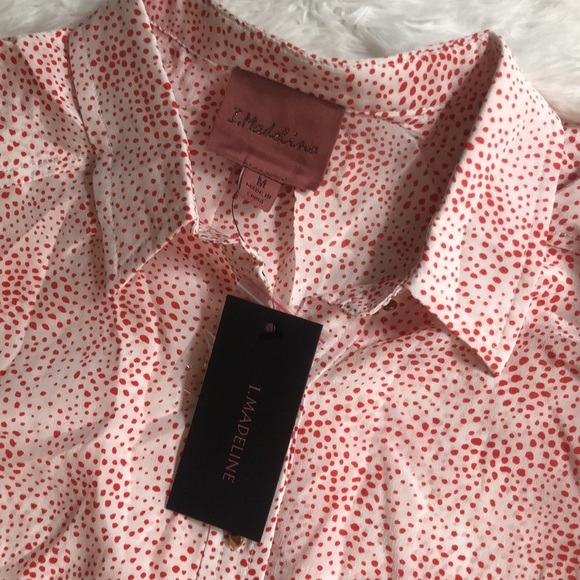 I. Madeline NWT red & white pattern button down - Picture 2 of 6